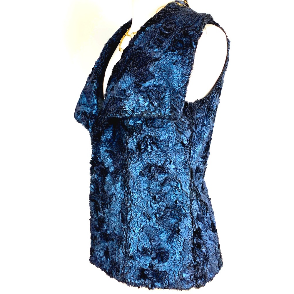 Katherine Barclay Cobalt Faux Fur Montreal Deep Blue Waterfall Vest Medium - Picture 6 of 16